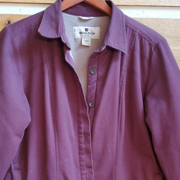 Woolrich Lined Purple Long Sleeve Casual Button Down Sz L Shacket - Picture 3 of 7